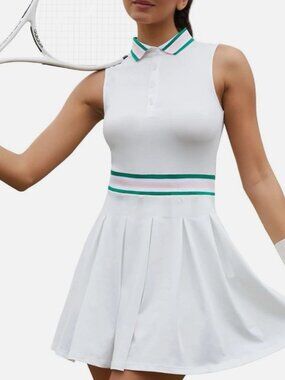 WBQ White Tennis Dress w/ Shorts | Pleated